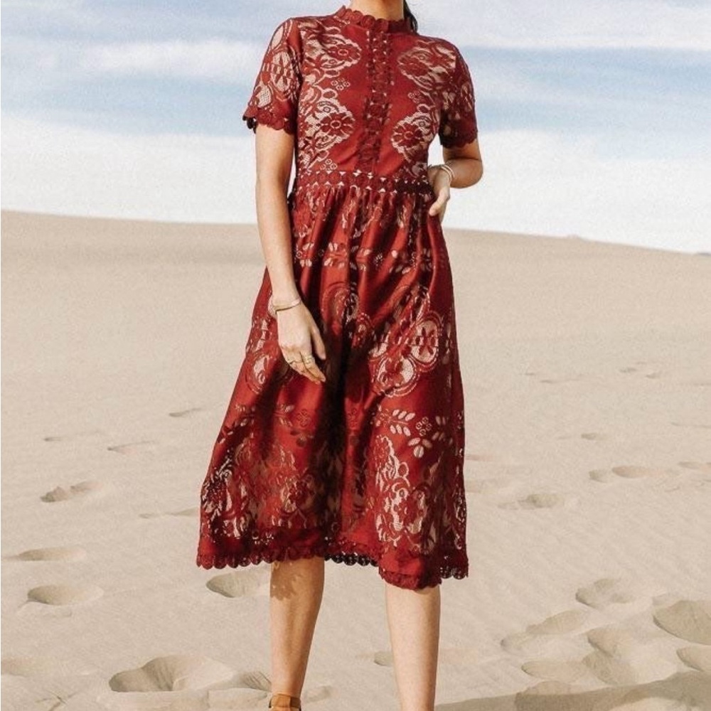Bohme Grace Lace Dress in Marsala